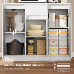 71" Pantry Cabinet with Charging Station, Kitchen Storage Cabinet with Microwave Stand, Pegboard, 6 S-hooks, Black