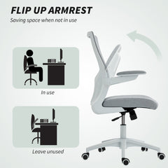 Ergonomic Office Chair, Swivel Desk Chair with Adjustable Lumbar Support, Headrest and Height, Flip-up Armrests, Beige