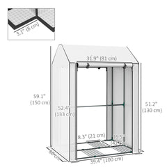 Mini Greenhouse with 4 Wire Shelves, Portable Tomato Greenhouse with Roll Up Door, 39.4" x 31.5" x 59.1", White
