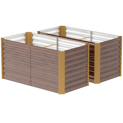 Set of 2 Galvanized Metal Planters for Outdoor Plants, 4' x 2' x 2' Raised Garden Bed, Dark Grey