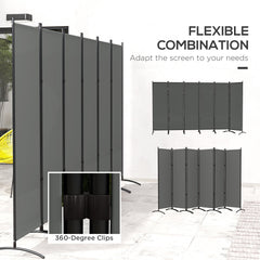6 Panel Folding Room Divider, UV30+ Privacy Screen, Indoor Outdoor Privacy Panel with Stable Base, Beige