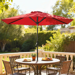 Patio Sun Umbrella, Outdoor Parasol with 6 Ribs, Khaki