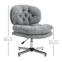 Computer Desk Chair, Armless Office Chair with Wide Padded Seat and Adjustable Height, Cream White