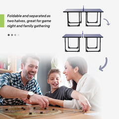 6x3ft Compact Midsize Table Tennis Table Multi-Use Family Ping-pong Table Free Standing Folding Blue
