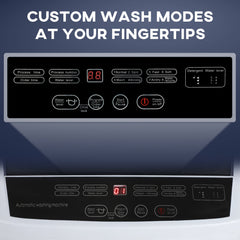 Compact Washer, Portable Washing Machine, Full Automatic Washer with 8 Programs and 6 Water Levels, White