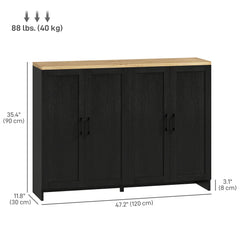 Modern Sideboard Buffet Cabinet, Modern Kitchen Storage Cabinet with 3 Doors Adjustable Shelves, for Dining Room, Black