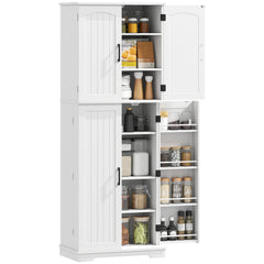 Tall Pantry Cabinet, 64" Storage Cabinet with Adjustable Shelves and 8 Door Spice Racks for Kitchen, Dining Room, Black