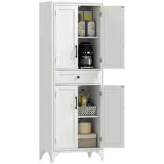 Freestanding Storage Cabinet, Kitchen Pantry Cabinet with 2 Shelves, 4 Doors for Dining Room, Black