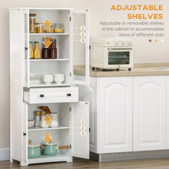 63" 4-Door Kitchen Pantry Cabinet, Freestanding Storage Cabinet Cupboard with Adjustable Shelves, Black