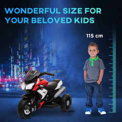 Kids Electric Motorcycle Ride-On Toy with 3 Wheels, Music, Horn, Lights, Black