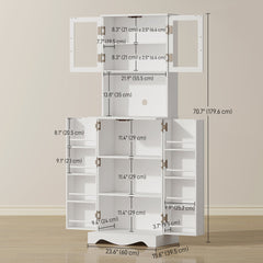 71" Kitchen Pantry Cabinet, Freestanding Kitchen Hutch with 8 Door Shelves, Adjustable Shelf and Acrylic Doors, Black