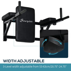 Wall Mounted Dip Station Multi-Function Power Tower Set Home Gym Pull Up Bar Chin Up Exercise Bar Knee Raise Triceps Leg Dipping Raise Rack Black