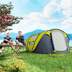 4 Person Camping Tent, Easy Pop Up Tent with Doors, Windows and Carry Bag, Automatic Setup Tent for Hiking, Blue