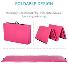 4'x10'x2" Folding Gymnastics Tumbling Mat, Exercise Mat with Carrying Handles for Yoga, MMA, Martial Arts, Dark Blue