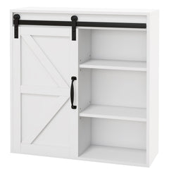 Bathroom Medicine Cabinet, Wall Cabinet with Sliding Door and Adjustable Shelf, 22.8" x 7.8" x 24.4", White