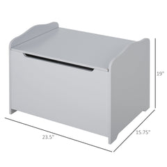 Kids Wooden Toy Storage Box Organizer Chest with Magnetic Hinge, Large Chest Space, & Groove Handle, Grey