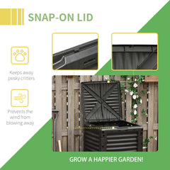 Garden Compost Bin Large Outdoor Compost Container 80 Gallon Fast Creation of Fertile Soil Aerating Compost Box, Easy Assembly, Black