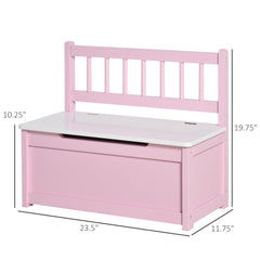 2-in-1 Kids Toy Box Storage Organizer Chest Cabinet Chunk Cube with Safety Pneumatic Rod, Pink