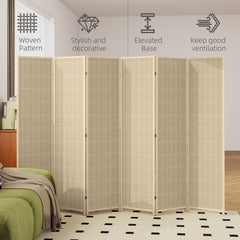 Woven Bamboo Room Divider, 4 Panel Folding Indoor Privacy Screens for Home Office, 71"x71"x0.6", Natural