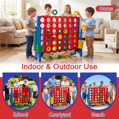 Jumbo 4 in a Row Game Set with 42 Chess Pieces 4-to-Score Giant Game Set-Red