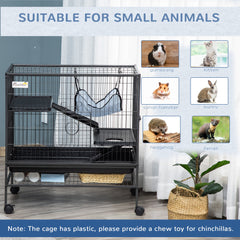 Small Animal Cage with Hammock, 3-Tier Ferret Cage Removable Tray