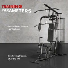 Home Gym, Multifunction Gym Equipment Workout Station with 100Lbs Weight Stack for Lat Pulldown, Leg Extensions, Preacher Bicep Curls, Triceps Pulldowns, Chest Press, Black