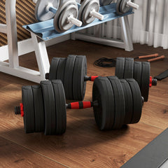 44lbs 2-in-1 Adjustable Dumbbells Weight Set, Dumbbell Hand Weights Barbell for Body Fitness, Lifting Training for Home, Office, Gym, Black and Red