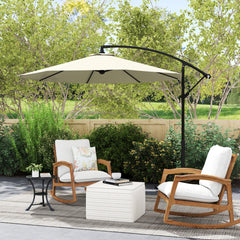10' Deluxe Patio Umbrella Outdoor Market Parasol Banana Hanging Offset Sunshade Crank Cross Base Black