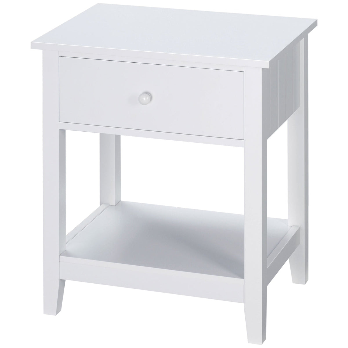 Modern Style Nightstand, Small End Table with Drawer and Storage Shelf for Bedroom, Living Room, Black