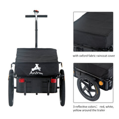 Bicycle Cargo Trailer 16 inch Air Wheel Wagon Trailer with Suitcase Large Capacity Enclosed Stroller Wagon - Black