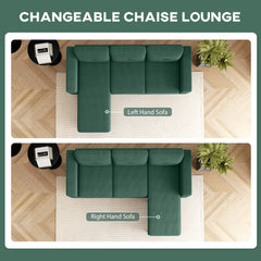Sectional Sofa with Changeable Chaise Lounge, 3 Seat L-Shaped Small Space Sofa, Upholstered Couch for Small Space, Dark Grey