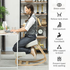 Ergonomic Kneeling Chair, Wood Kneel Stool with Thick Pads, Desk Knee Chair, Improve Posture, Black
