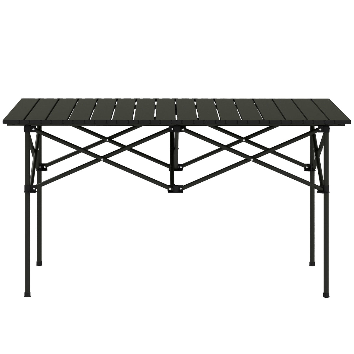 Folding Camping Table with Roll up Top and Carry Bag, Portable Picnic Table for Camping, Picnic, Hiking, Black