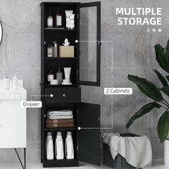 Tall Bathroom Cabinet, Bathroom Storage Cabinet with Drawers, 2 Doors and Adjustable Shelves, White