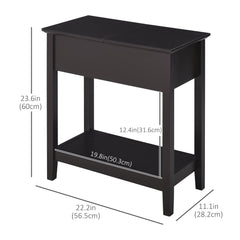 End Side Table in Flip Top Design with Cabinet and Bottom Shelf, Storage Furniture Decoration for Bedroom Living Room Office, Dark Coffee