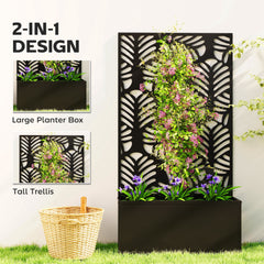 Metal Garden Bed with Trellis for Climbing Plants, Freestanding or Wall Mounted Flower Bed for Garden, Patio, Balcony