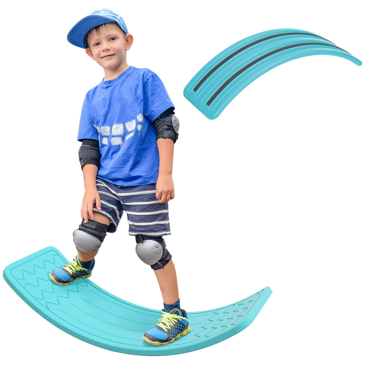 32.3" Balance Board, Wobble Board Kids Curvy Rocker Board, Ended Preschool Learning Montessori Waldorf Toy, Ages for 3-6 Years Old, Blue