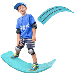32.3" Balance Board, Wobble Board Kids Curvy Rocker Board, Ended Preschool Learning Montessori Waldorf Toy, Ages for 3-6 Years Old, Blue