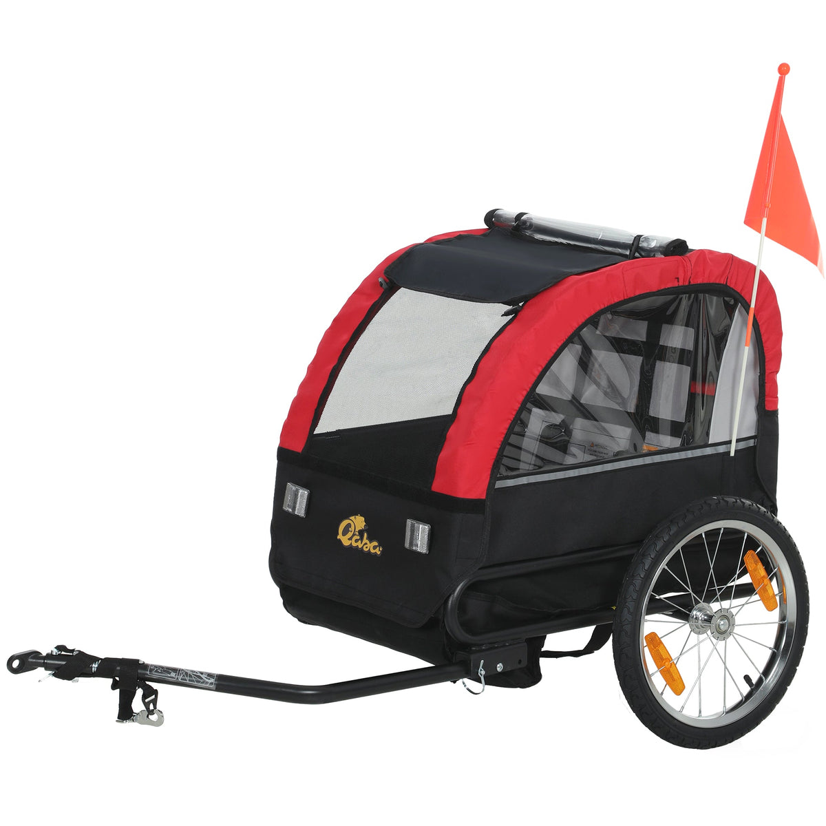 Bike Trailer for Kids, Baby Bicycle Trailer with 5-Point Harness, 16" Rubber Wheels, Storage Bag, for 18+ Months, Red