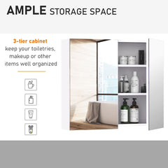 Wall Mount Medicine Cabinet with Mirror, Bathroom Mirror Cabinet Storage Organizer with Adjustable Shelf, Double Door Cupboard, Soft Closing, 23.5" x 29.5", Light Lilac