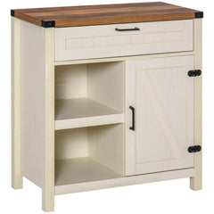Rustic Barn Door Storage Cabinet Modern Farmhouse Buffet Sideboard for Kitchen & Dining Room Dark Oak