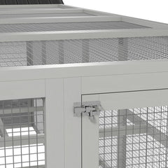 142" Outdoor Wooden Chicken Coop with Run, Ramps, Perches, Storage, Combinable Design for 6 - 10 Chickens, Grey