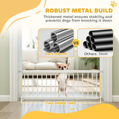 26"-37" Dog Gate, Adjustable Pet Gate, Fits 10" Tall with 2 Extension, Pressure Mount Kit for Stairs and Doorways, Black