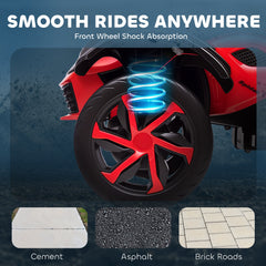 12V Kids ATV with Suspension Wheels, Soft Start, LED Lights, Music, Red