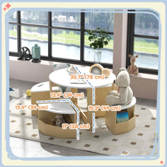 5 Piece Kids Table and Chair Set with Storage for Kids Room, Grey