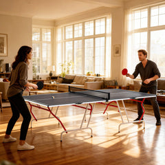 9' x 5' Full Size Table Tennis Table, Folding Ping Pong Table with Paddles and Balls, Dark Grey
