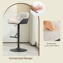 Bar Stools Set of 2, Swivel Counter Height Barstools with Back, Footrest, Armrests, Adjustable Height, Black