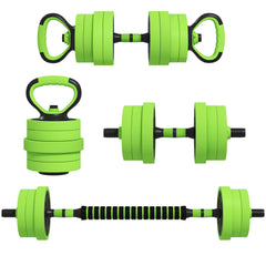 44lbs 4-in-1 Adjustable Weight Dumbbell Set, Barbell, Kettlebell, Push Up Stand, Green