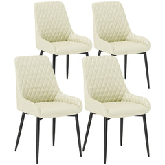 Upholstered Kitchen Chairs, Modern Dining Chairs Set of 2 with Diamond Tufting and Steel Legs for Dining Room, Black