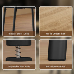 5 Piece Dining Table Set, Space Saving Round Dining Set for 4 with Metal Frame for Small Spaces, Black Wood Grain